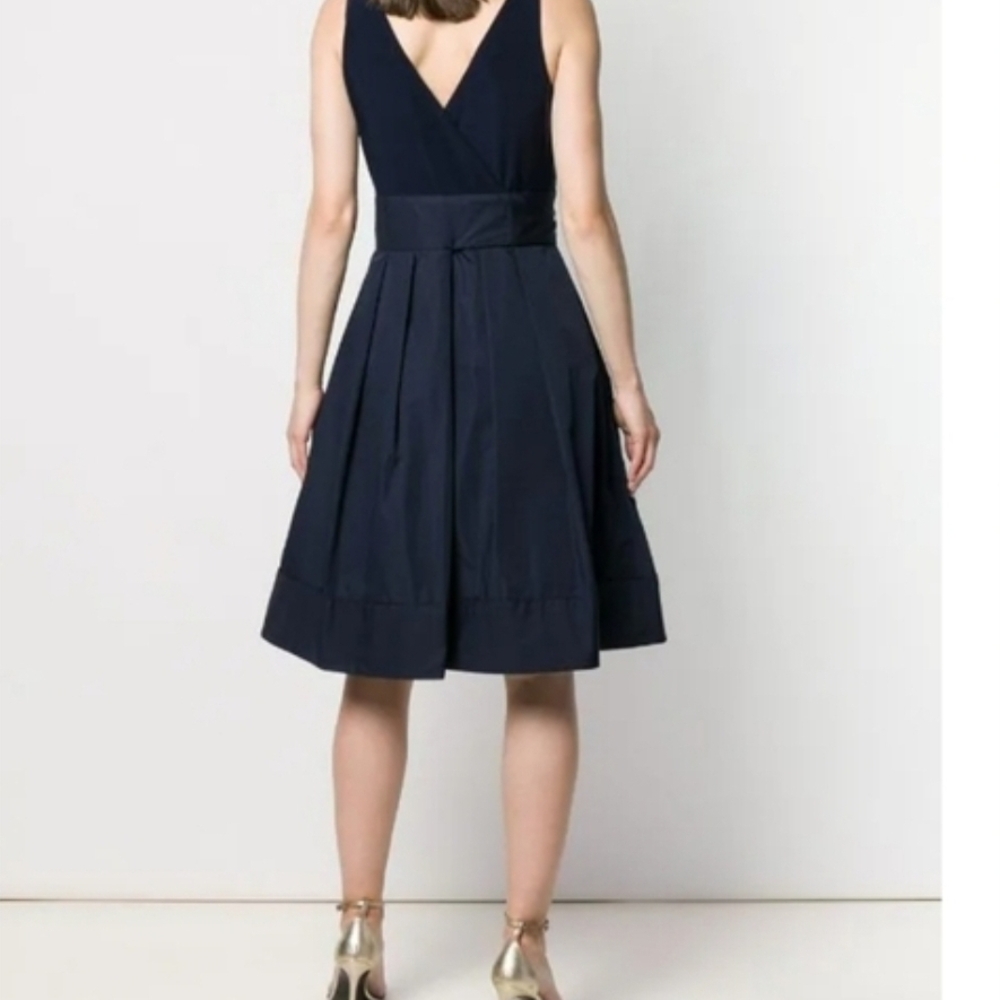 Lauren Ralph Lauren Navy Sleeveless A-Line Tie-Waist Midi Dress - Picture 2 of 5